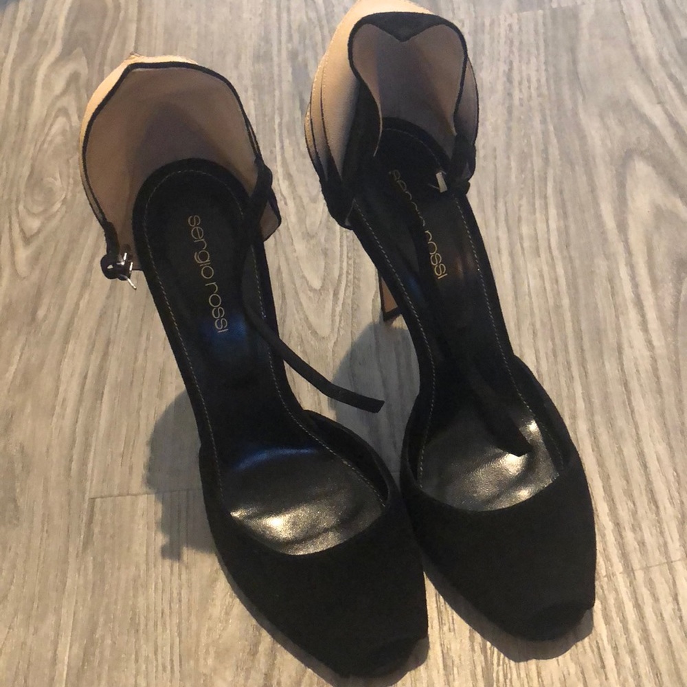 Sergio Rossi black open toe heels